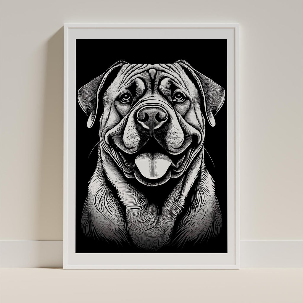 Bullmastiff Line Dog Series in Black and White image 9