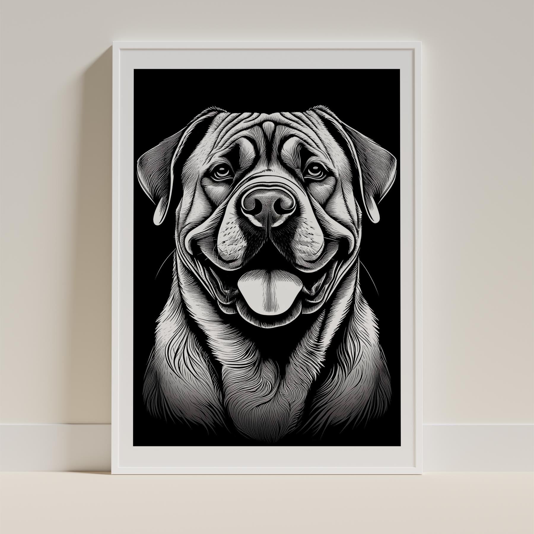 Bullmastiff Line Dog Series in Black and White image 9