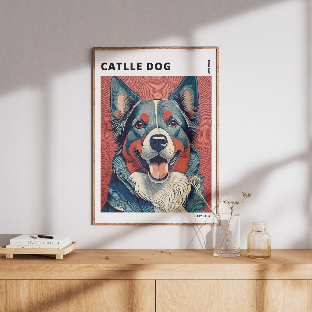 Cattle Dog Hokusai Japanese Inspired Dog Series with Text image 7