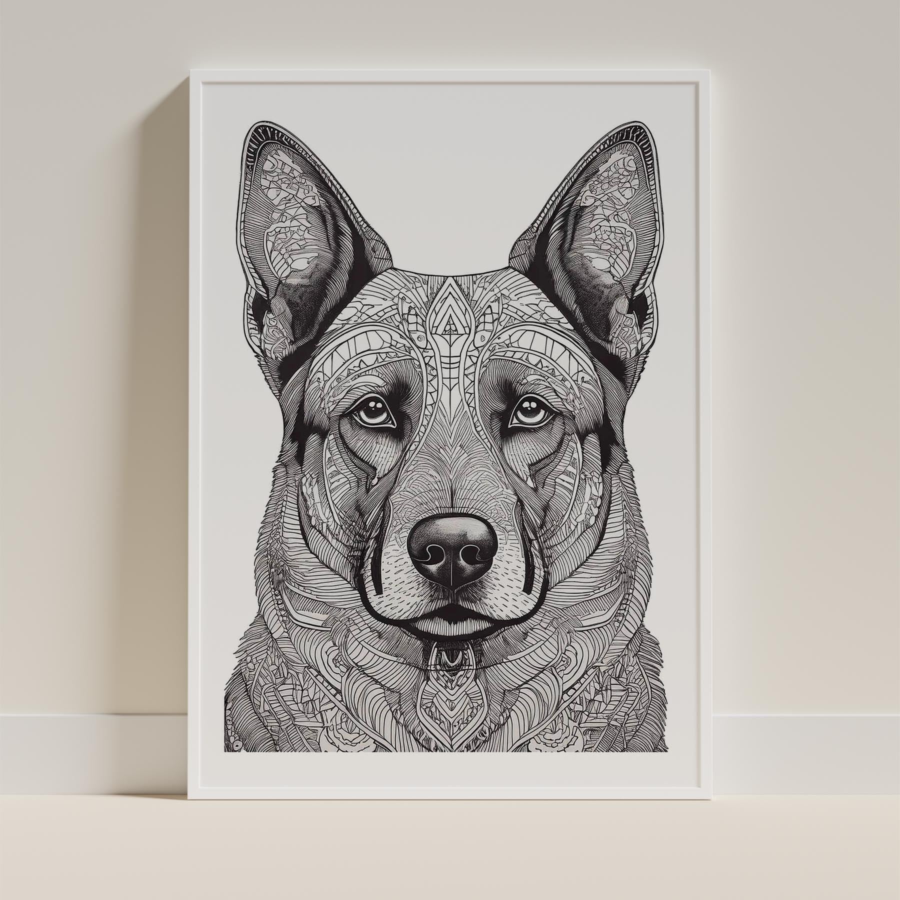 German Shepherd Mandala Black and White Dog Series image 9