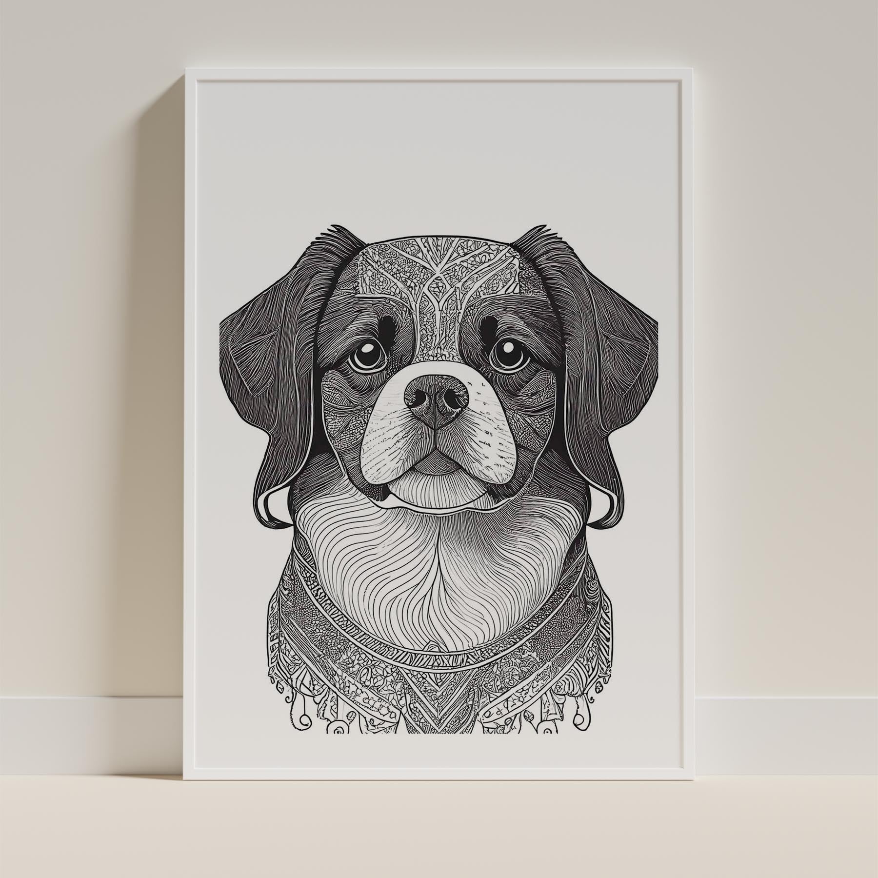 Japanese Chin Mandala Black and White Dog Series image 9