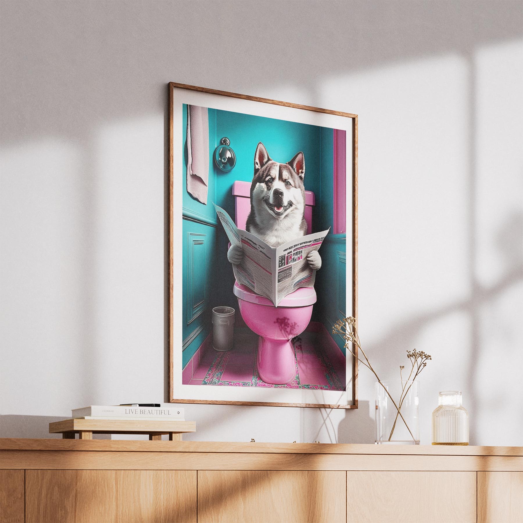 Akita Inu Toilet Dogs PInk and Turquise image 5
