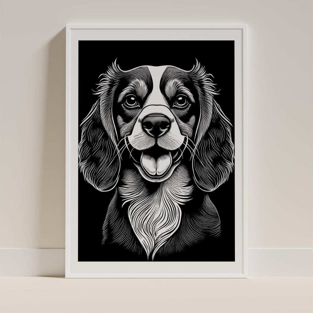 Cavalier Spaniel Line Dog Series in Black and White image 9
