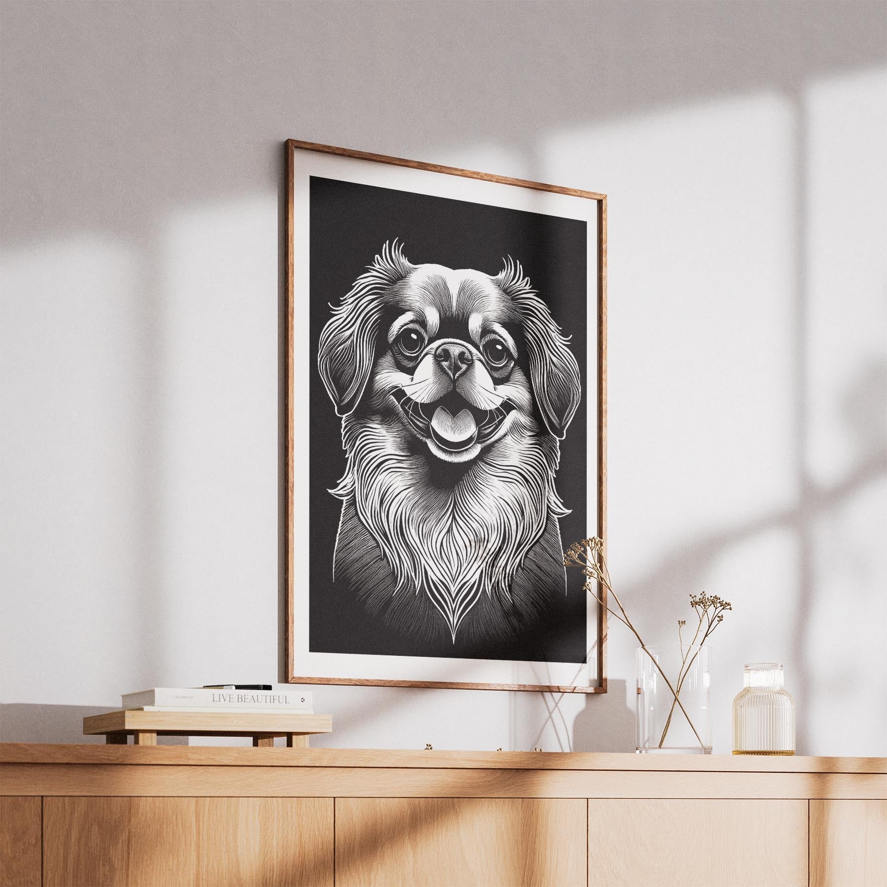 Pekingese Line Dog Series in Black and White image 5