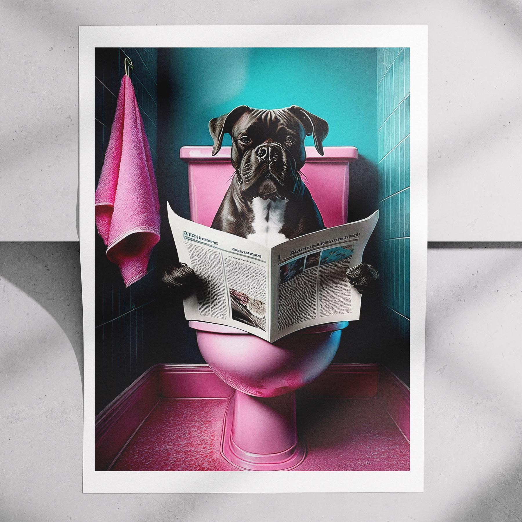Boxer Toilet Dogs PInk and Turquise image 7