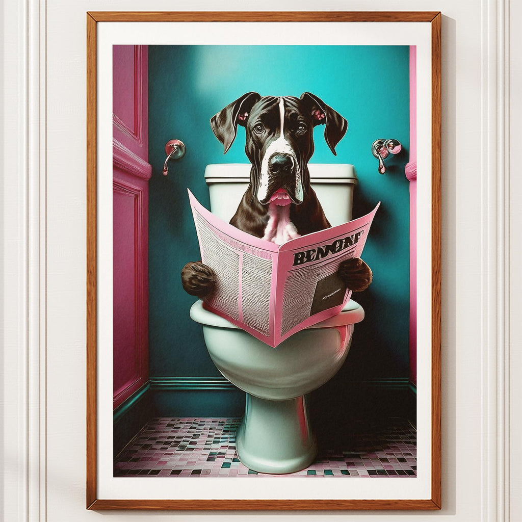 Great Dane Toilet Dogs PInk and Turquise image 10