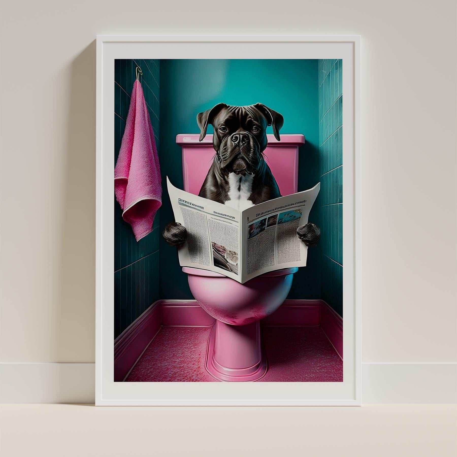 Boxer Toilet Dogs PInk and Turquise image 9