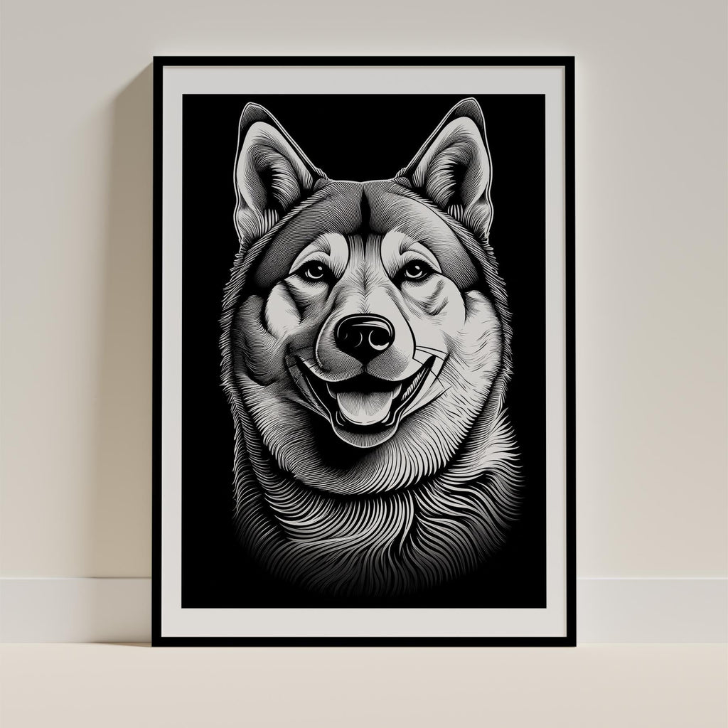 Akita Inu Line Dog Series in Black and White image 0