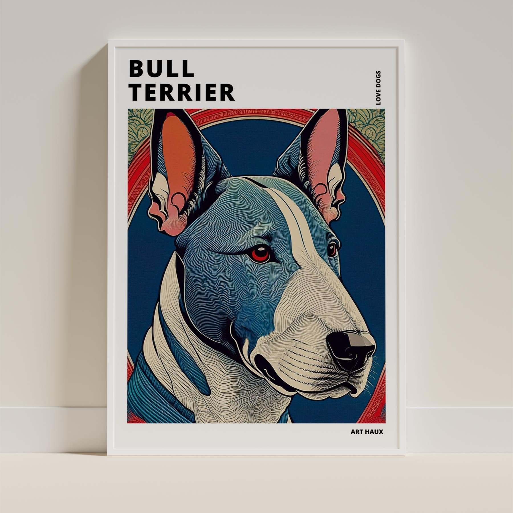Bull Terrier Hokusai Japanese Inspired Dog Series with Text image 8