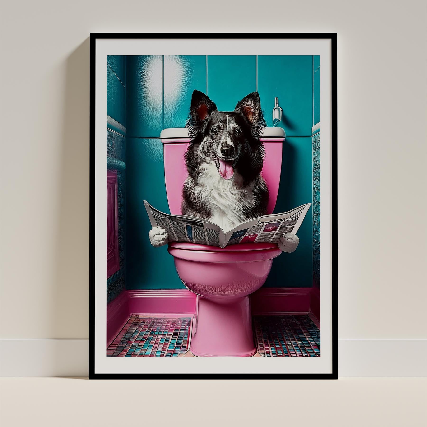 Shetland Sheepdog Toilet Dogs PInk and Turquise image 0
