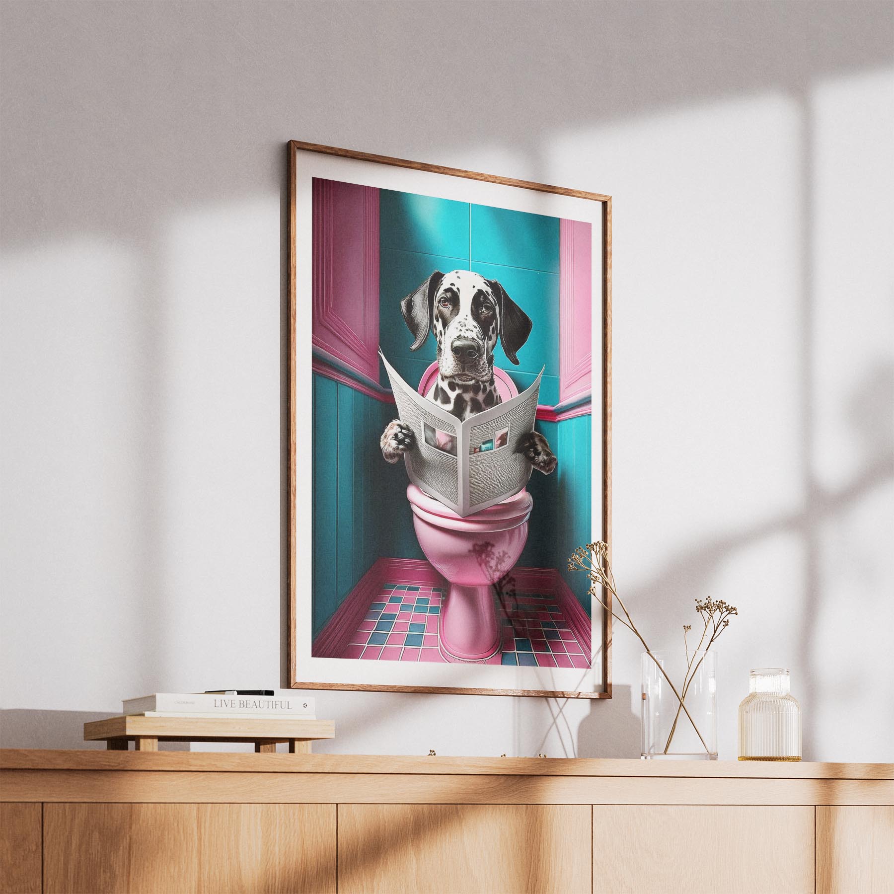 Dalmatian Toilet Dogs PInk and Turquise image 5