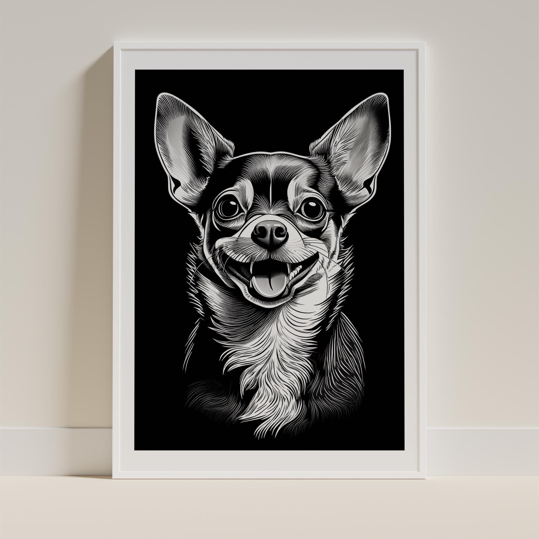 Chihuahua Line Dog Series in Black and White image 9