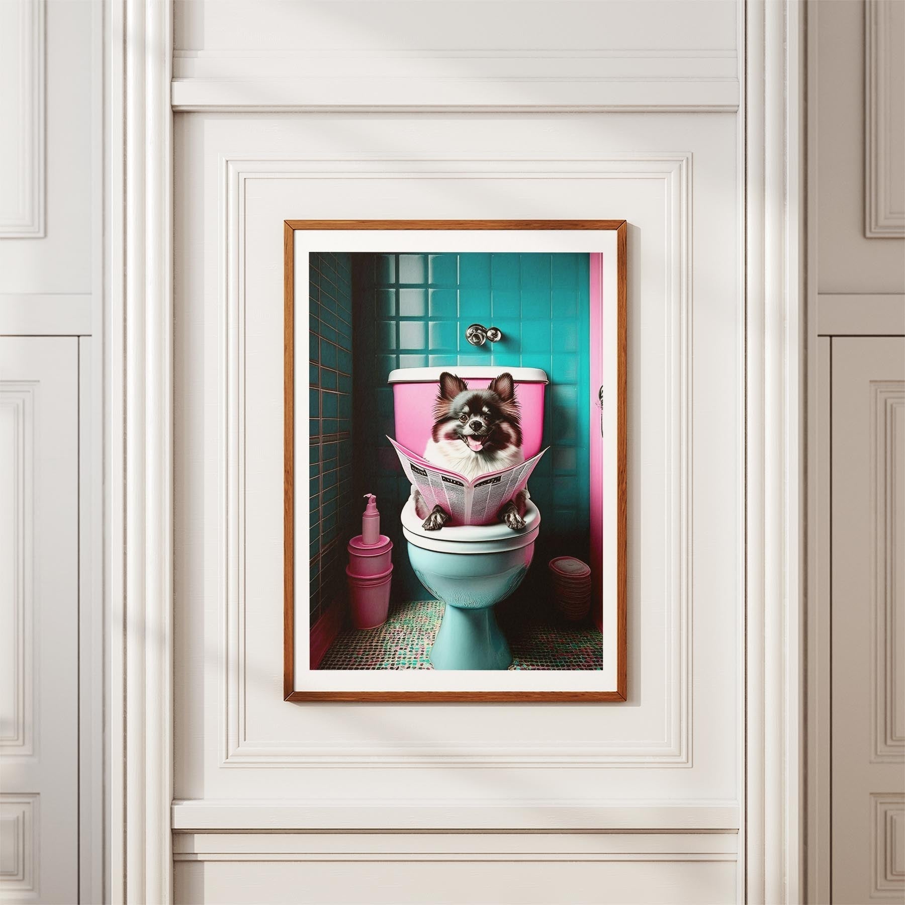 Pomeranian Toilet Dogs PInk and Turquise image 3