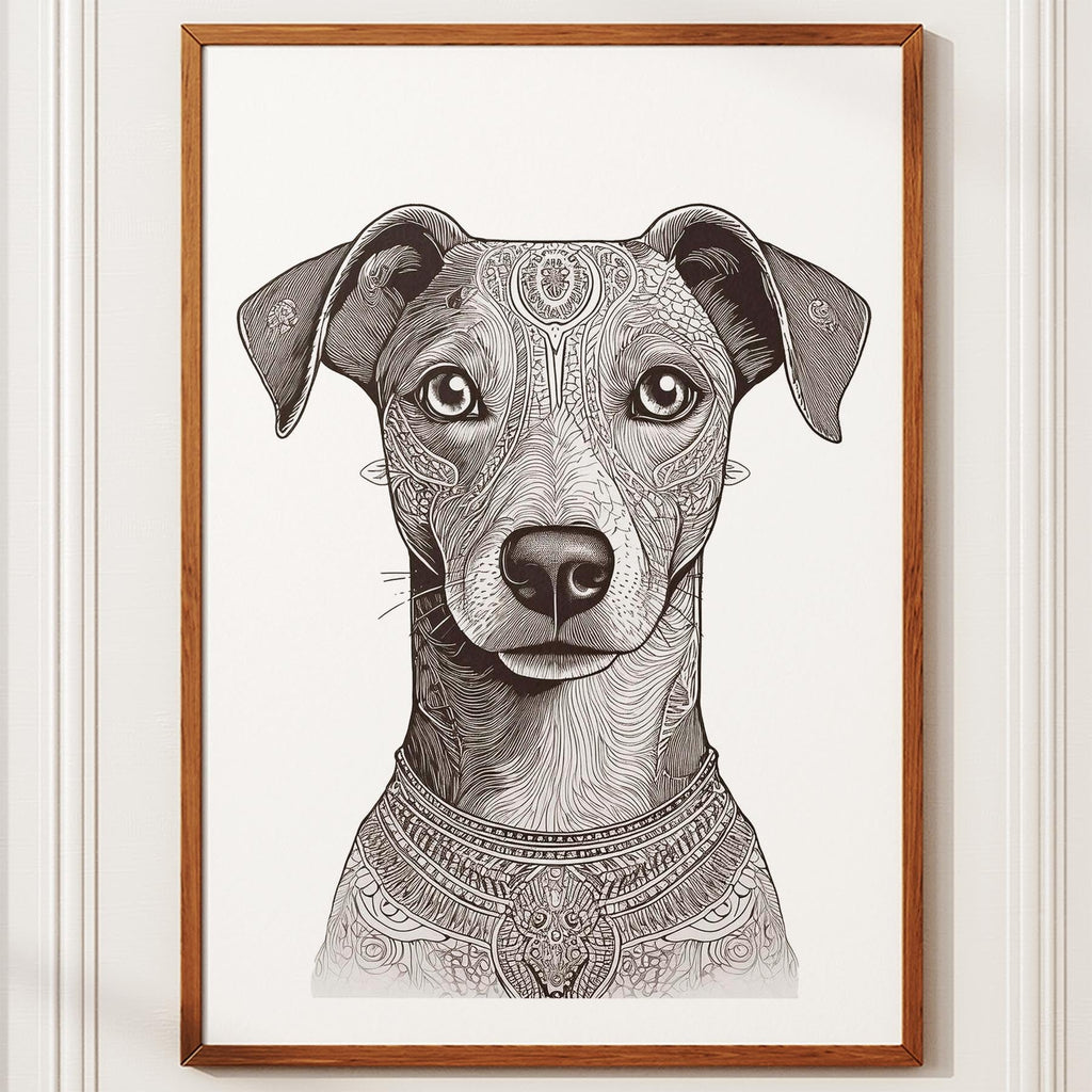 Whippet Mandala Black and White Dog Series image 11