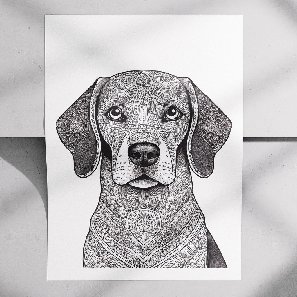 Beagle Mandala Black and White Dog Series image 7