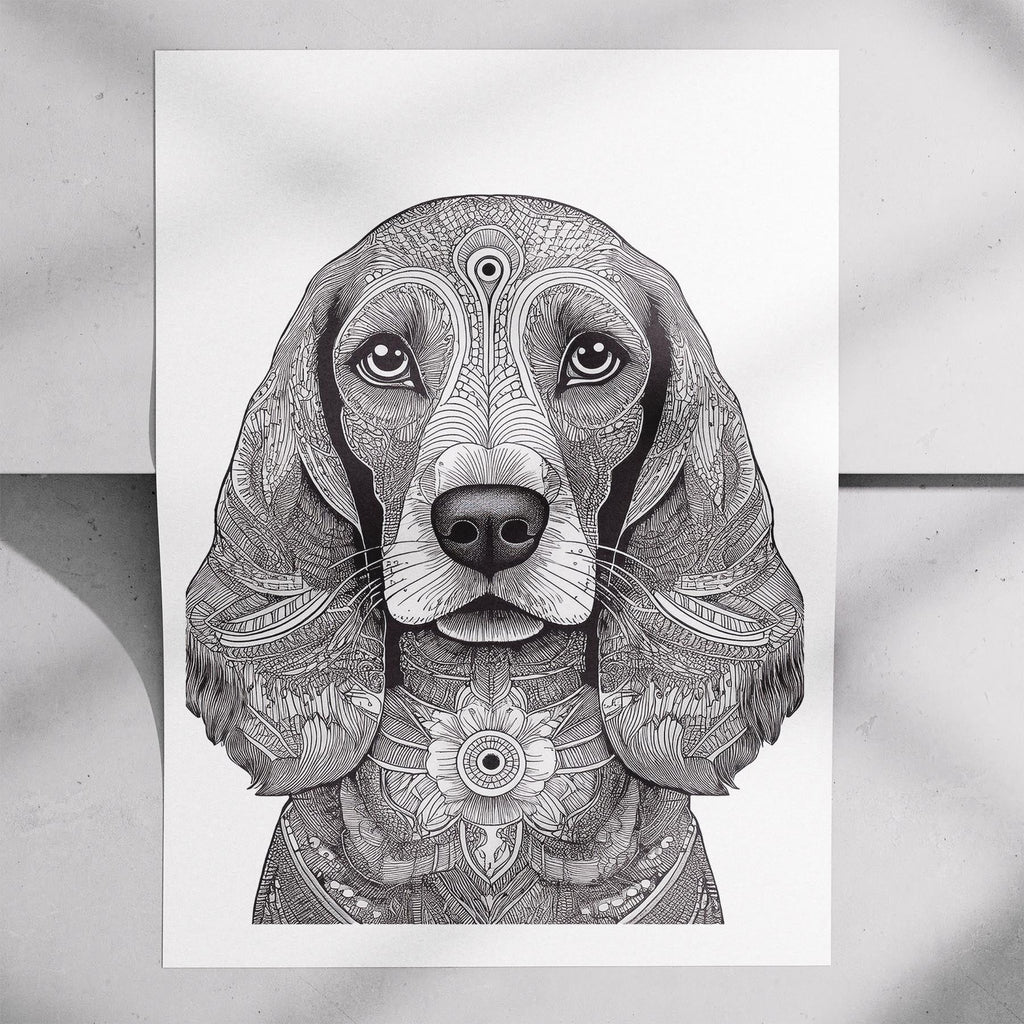 Cocker Spaniel Mandala Black and White Dog Series image 7