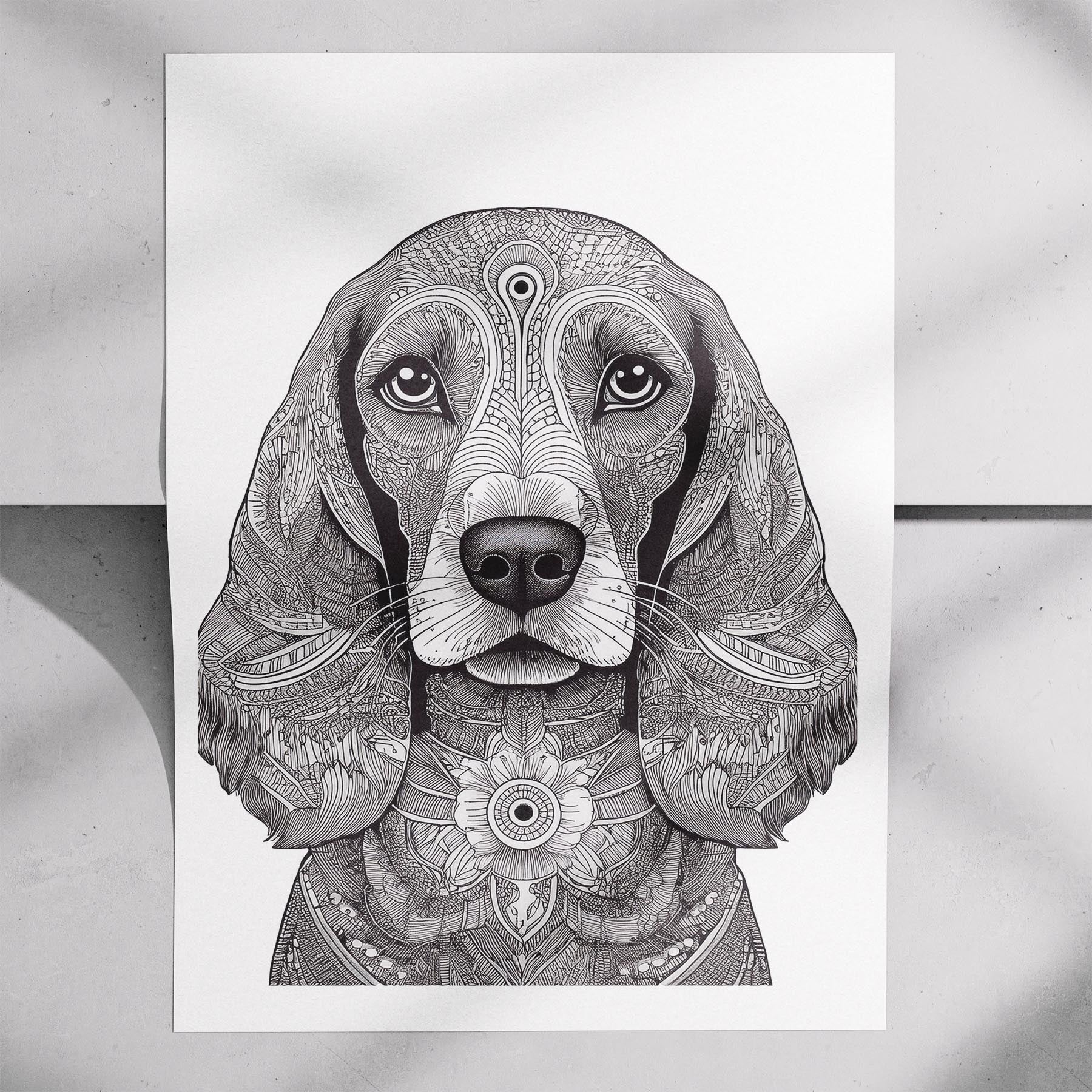 Cocker Spaniel Mandala Black and White Dog Series image 7