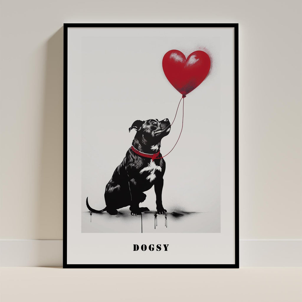 Staffordshire Bull Terrier DOGSY Series inspired by the Art of Banksy with text image 11