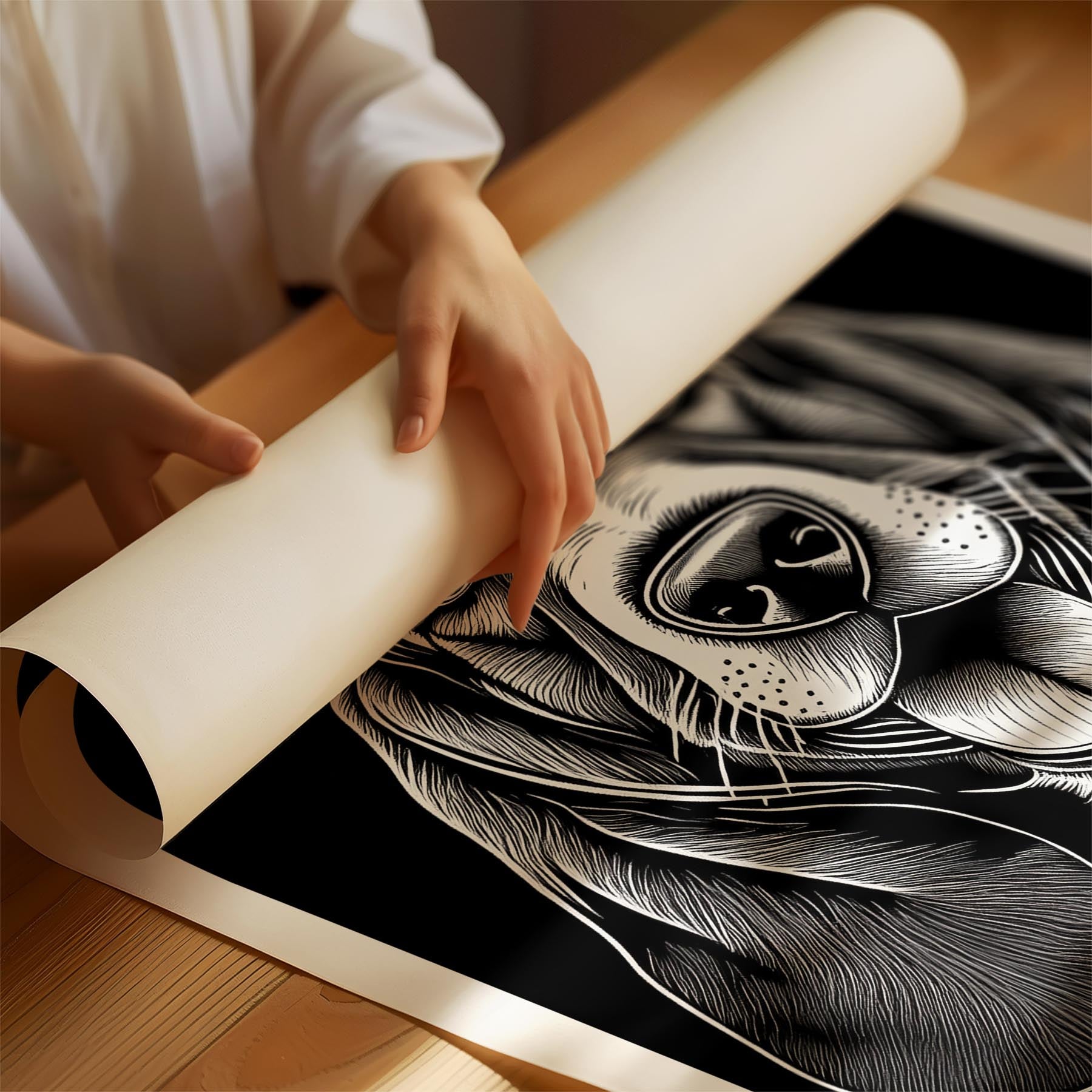 Basset Hound Line Dog Series in Black and White image 1