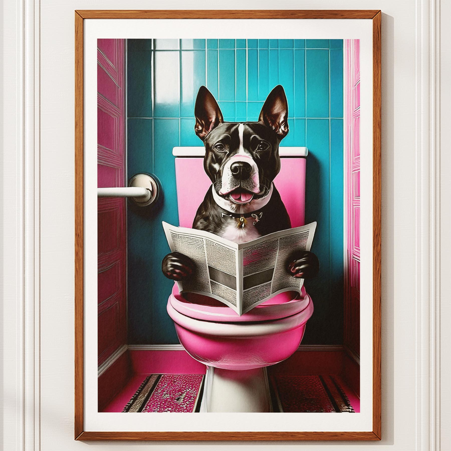 American Staffordshire Terrier Toilet Dogs PInk and Turquise image 10