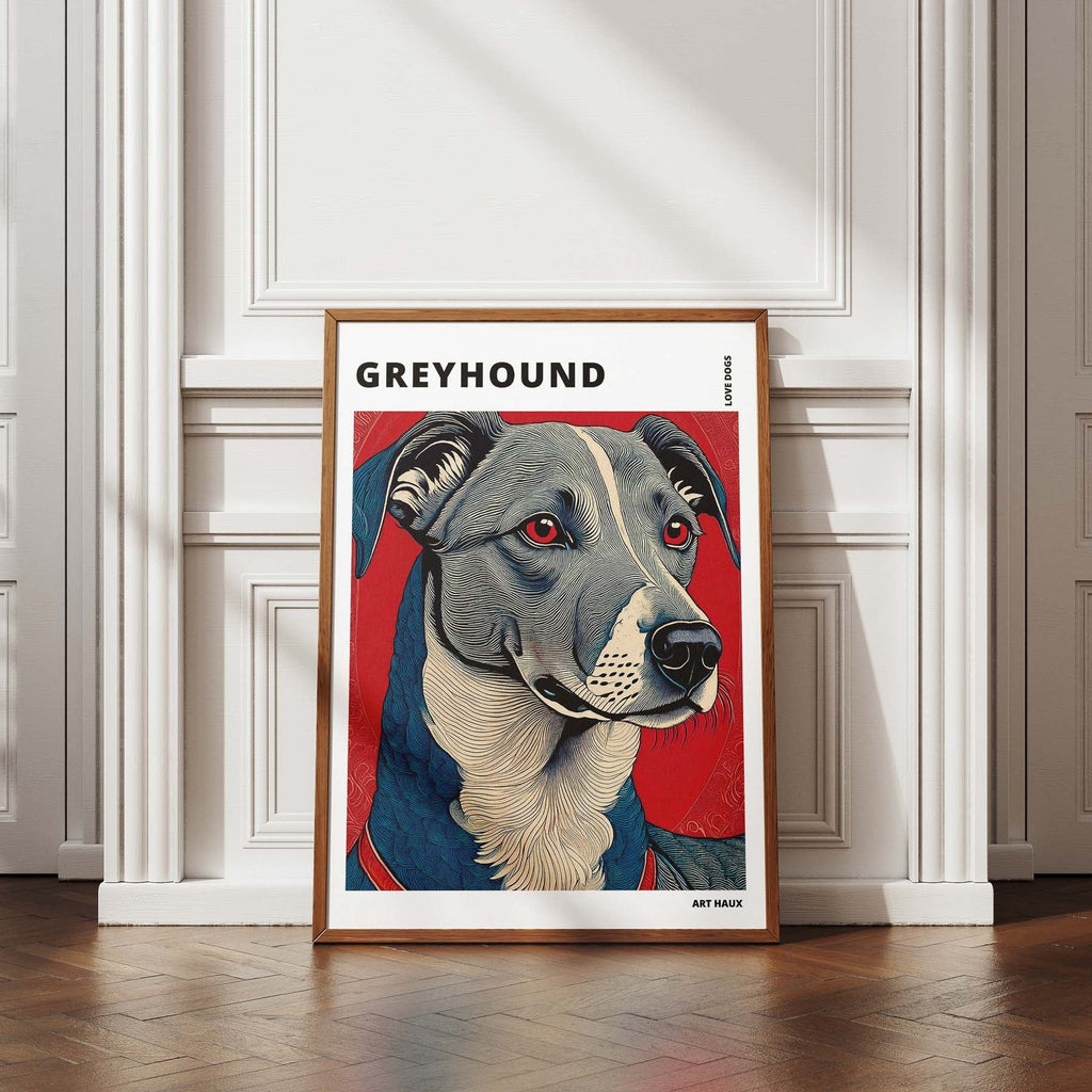 Greyhound Hokusai Japanese Inspired Dog Series with Text image 4