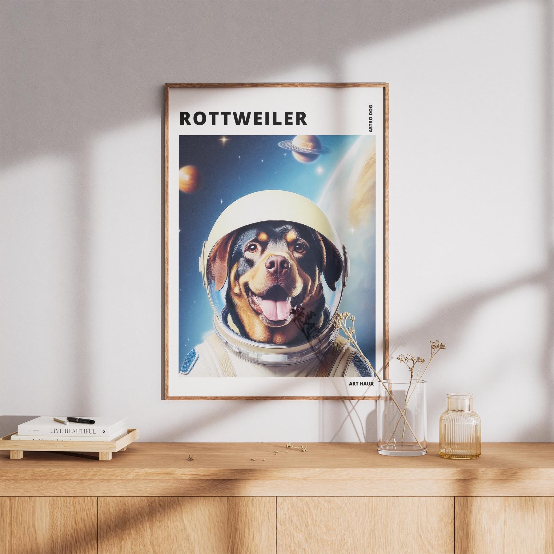 Rottweiler Astronaut Dog Series with Text Astro Dog image 8