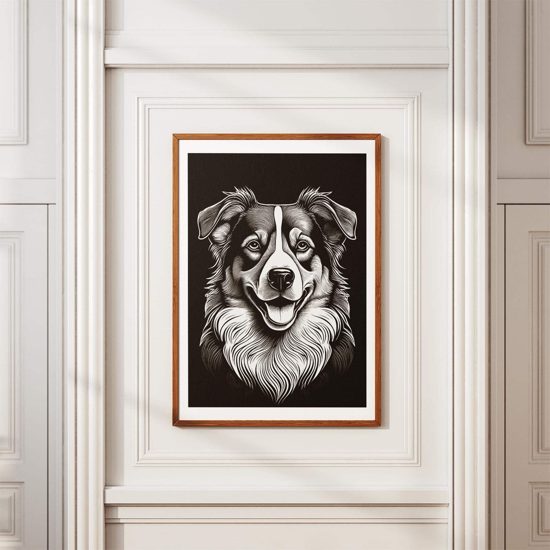 Australian Shepherd Line Dog Series in Black and White image 3