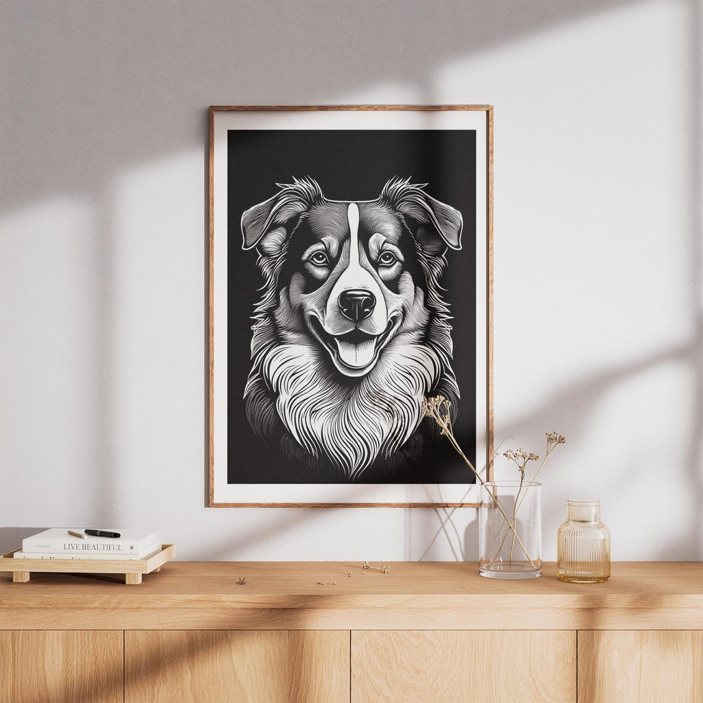 Australian Shepherd Line Dog Series in Black and White image 8