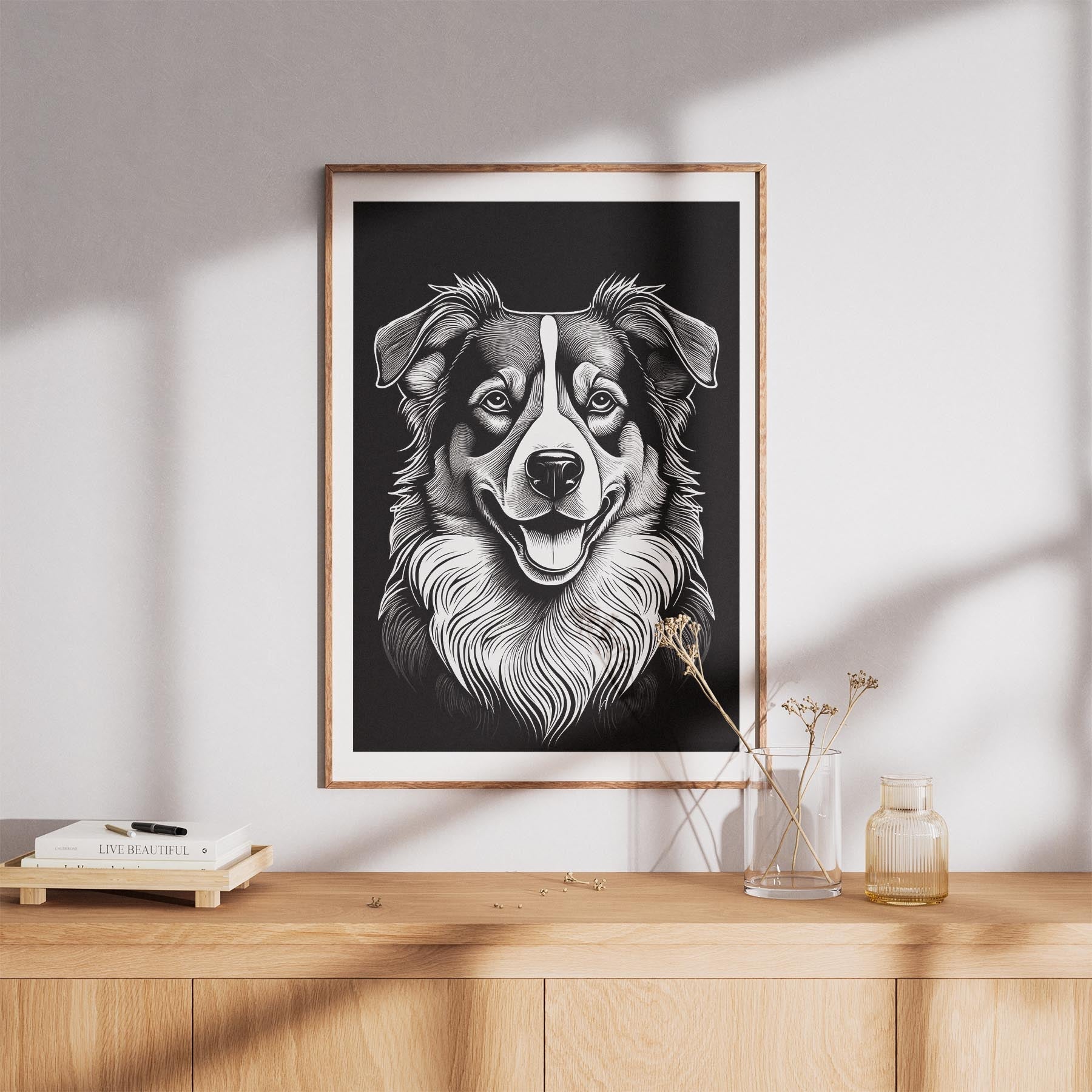 Australian Shepherd Line Dog Series in Black and White image 8