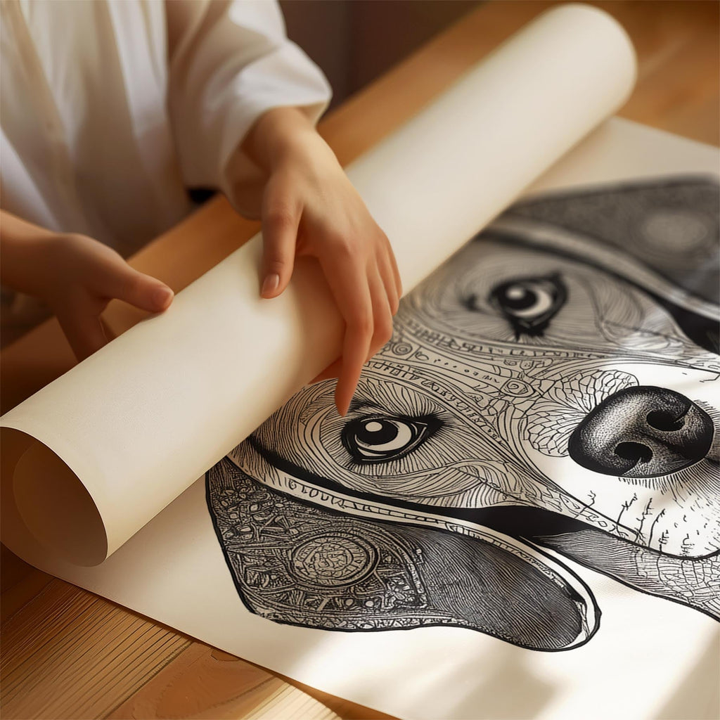 Beagle Mandala Black and White Dog Series image 1