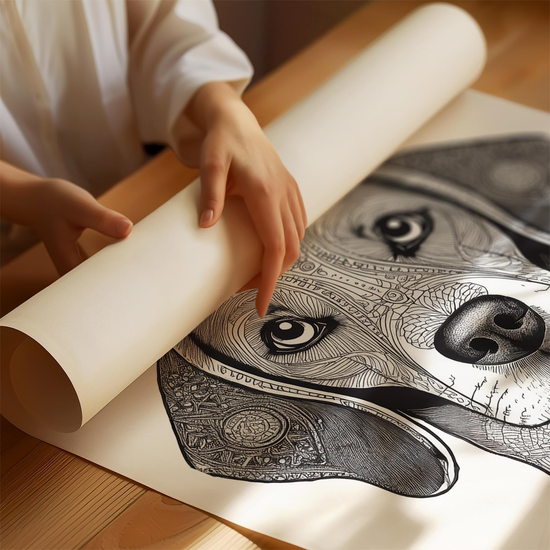 Beagle Mandala Black and White Dog Series image 1