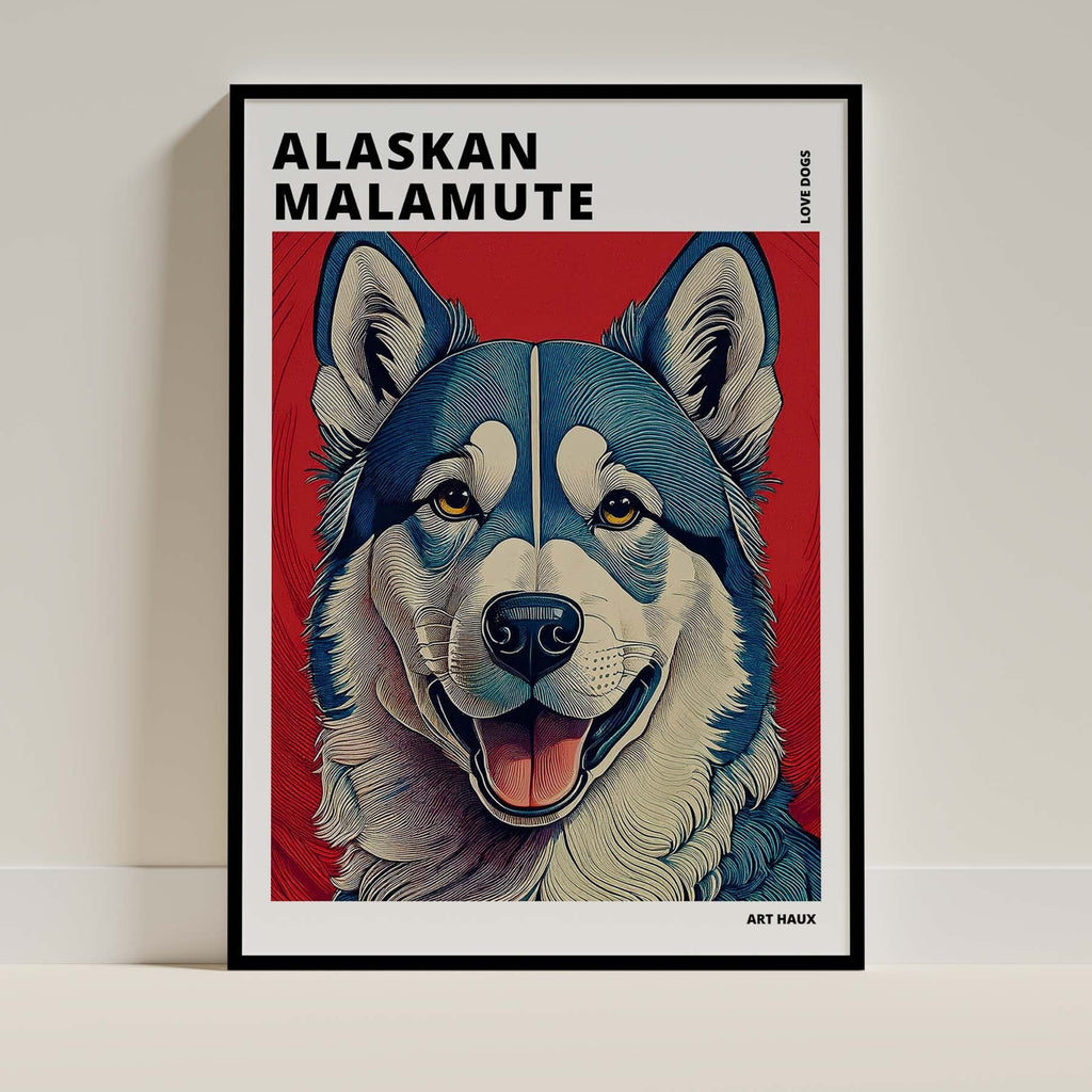 Alaskan Malamute Hokusai Japanese Inspired Dog Series with Text image 0