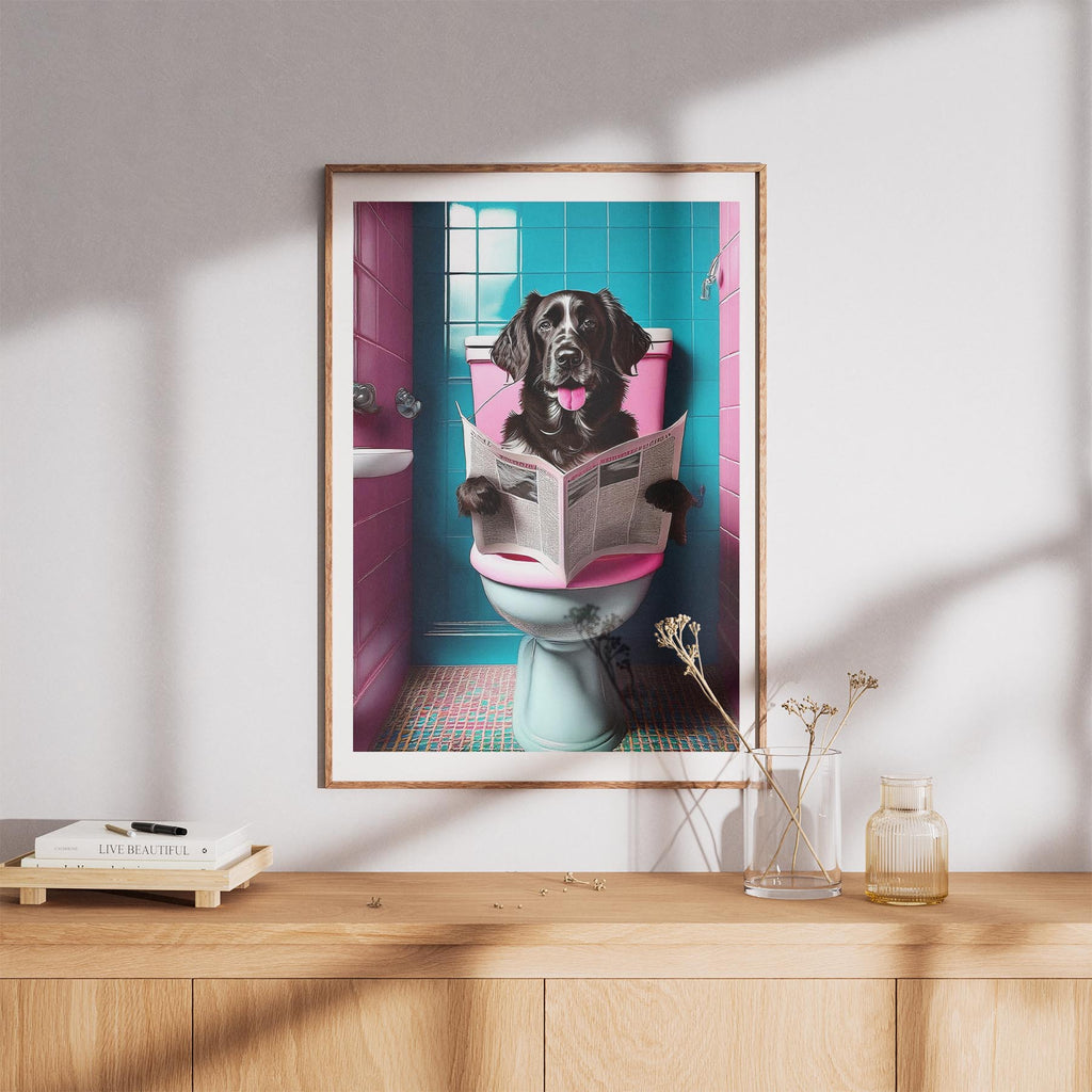 Curly Coated Retriever Toilet Dogs PInk and Turquise image 8