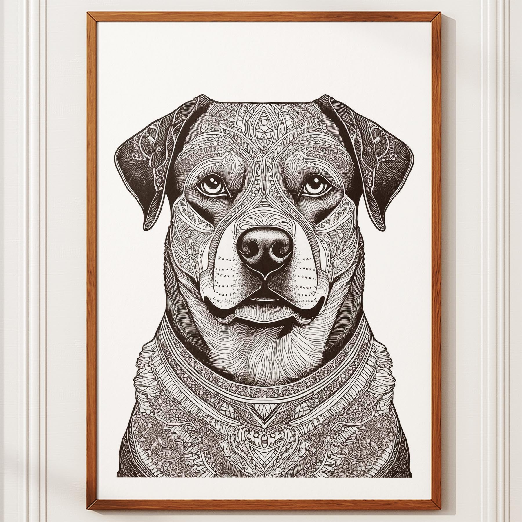 Rottweiler Mandala Black and White Dog Series image 10