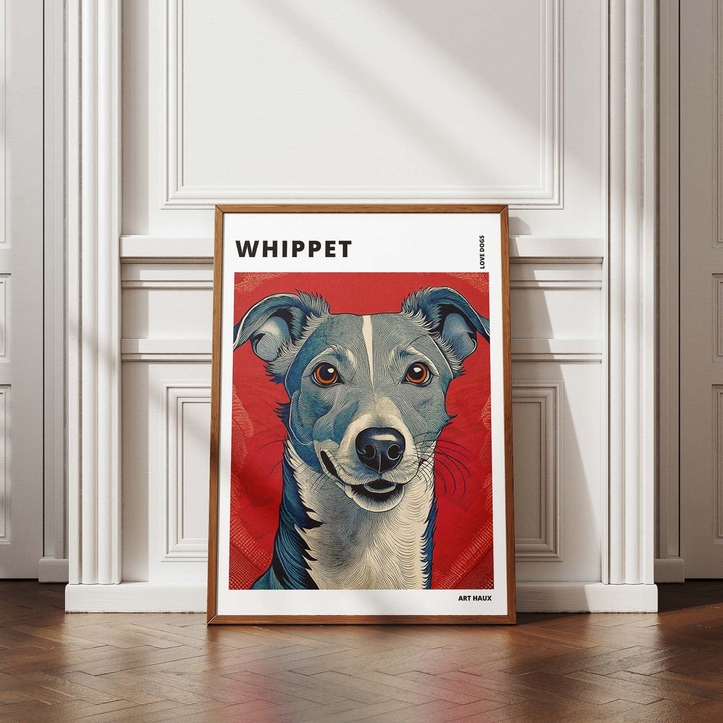 Whippet Hokusai Japanese Inspired Dog Series with Text image 4