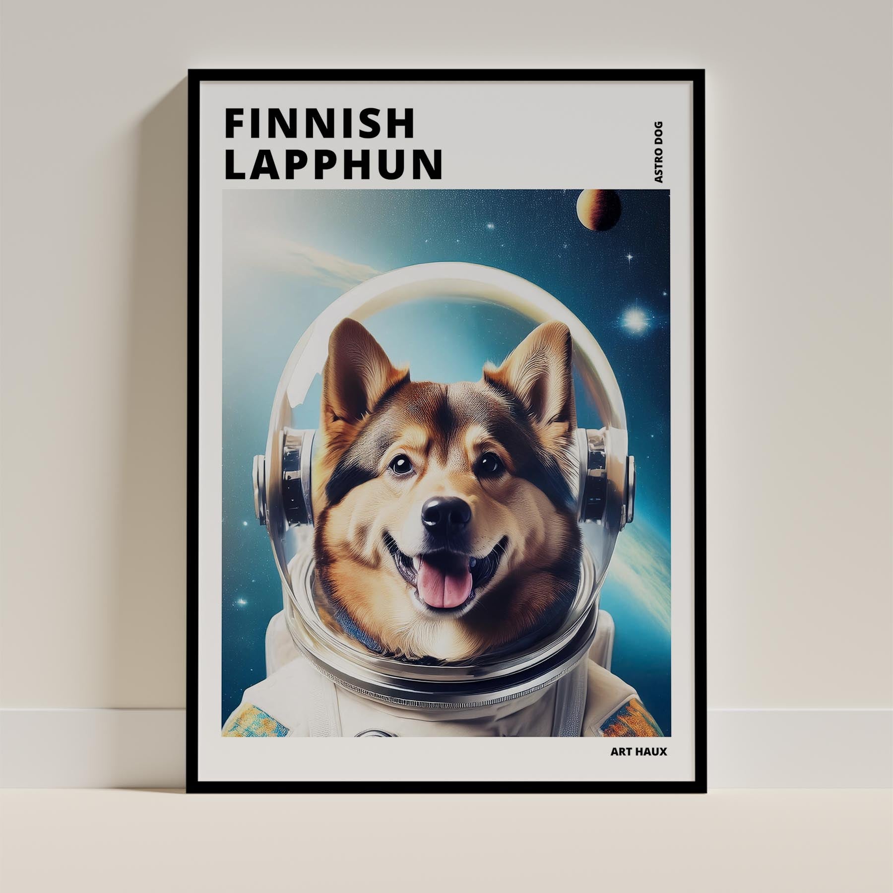Finnish Lapphund Astronaut Dog Series with Text Astro Dog image 11