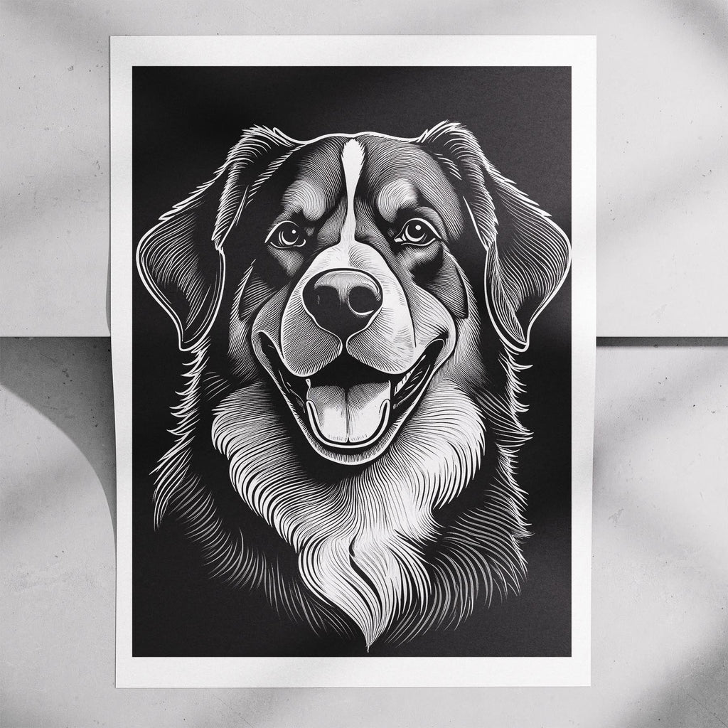 Bernese Mountain Dog Line Dog Series in Black and White image 7