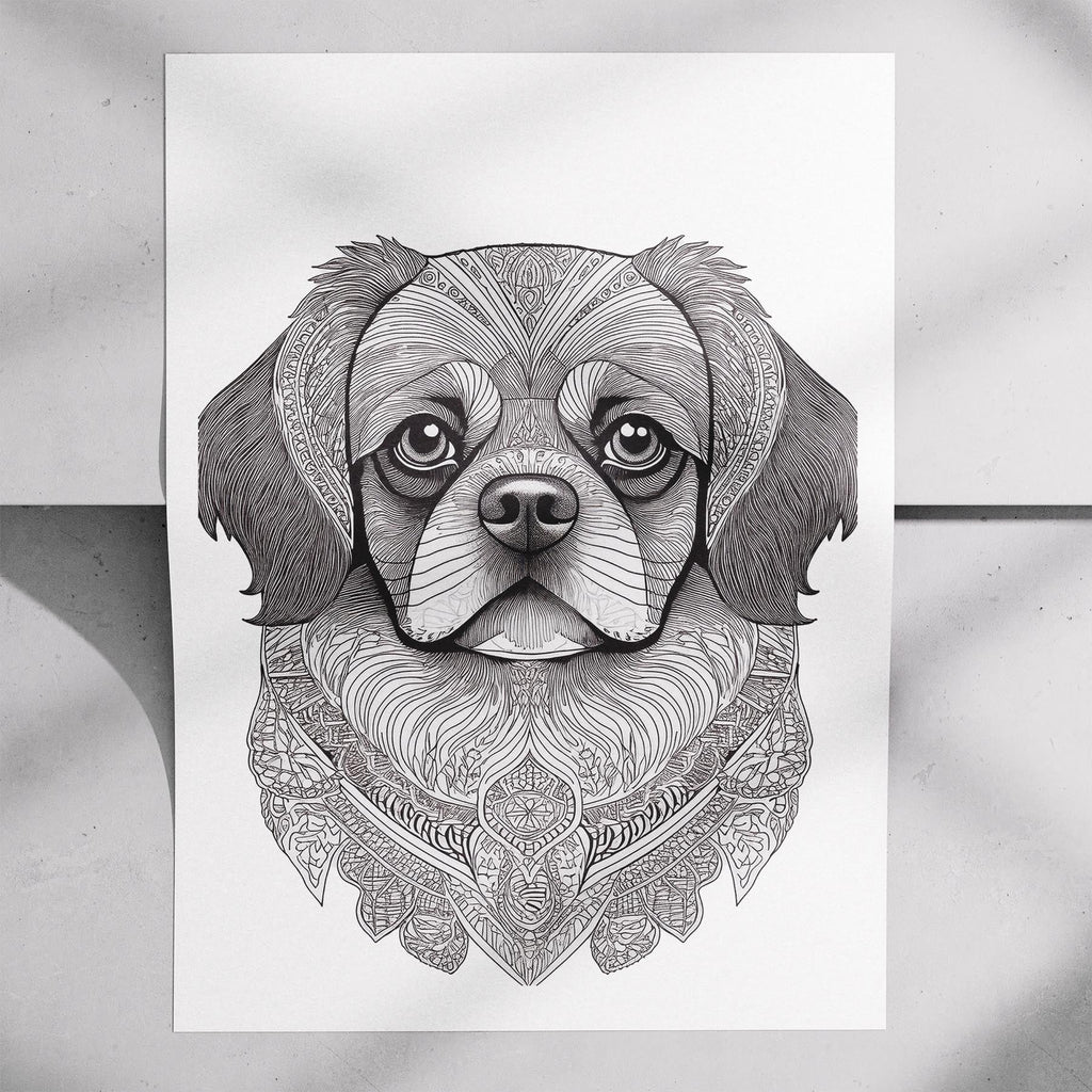 Pekingese Mandala Black and White Dog Series image 7