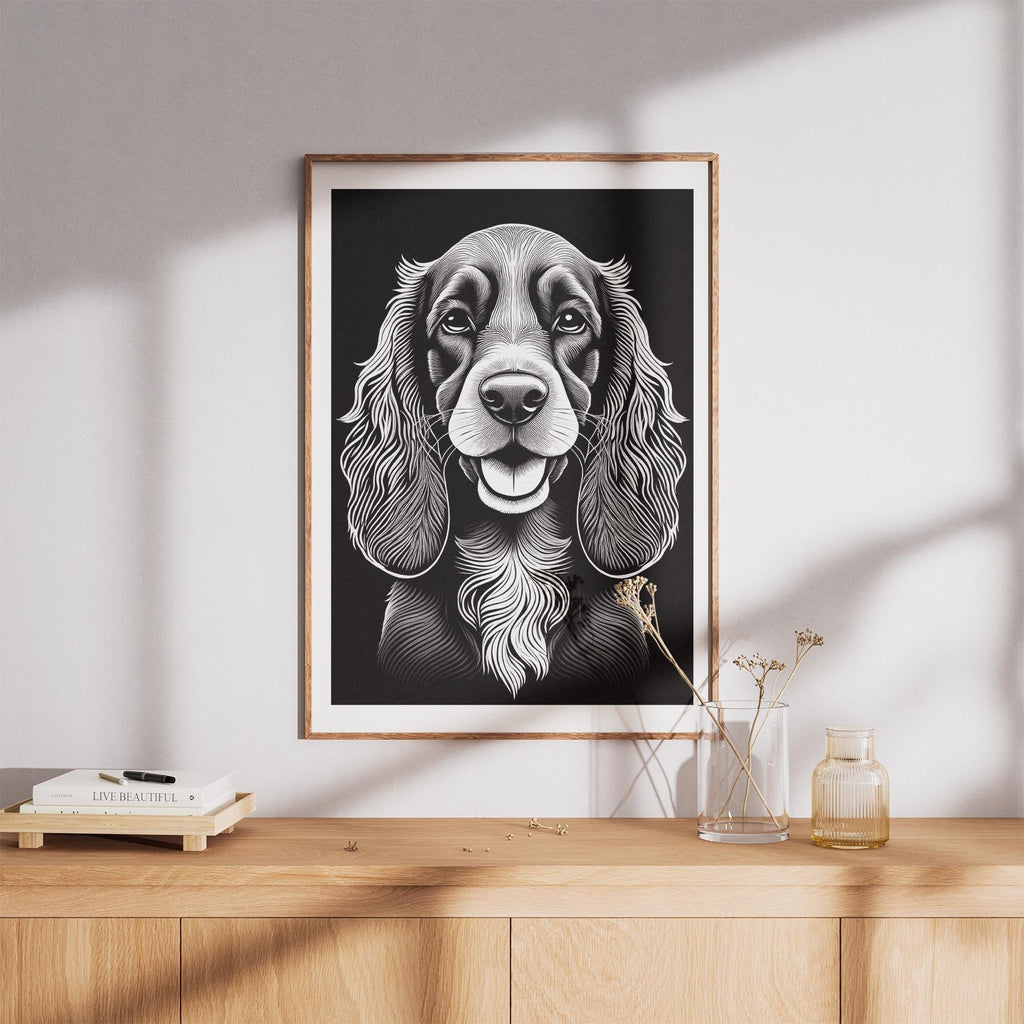 Cocker Spaniel Line Dog Series in Black and White image 8