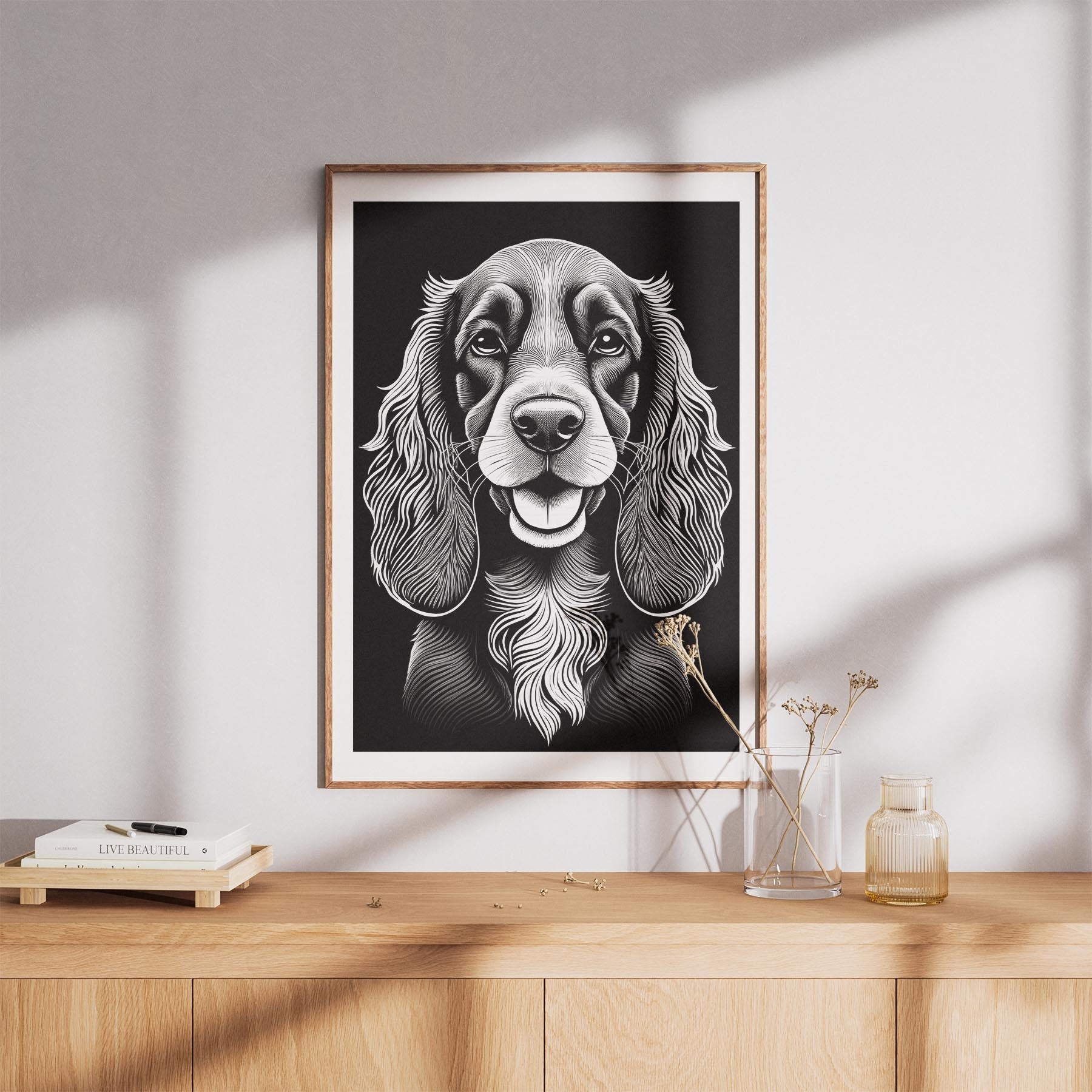 Cocker Spaniel Line Dog Series in Black and White image 8