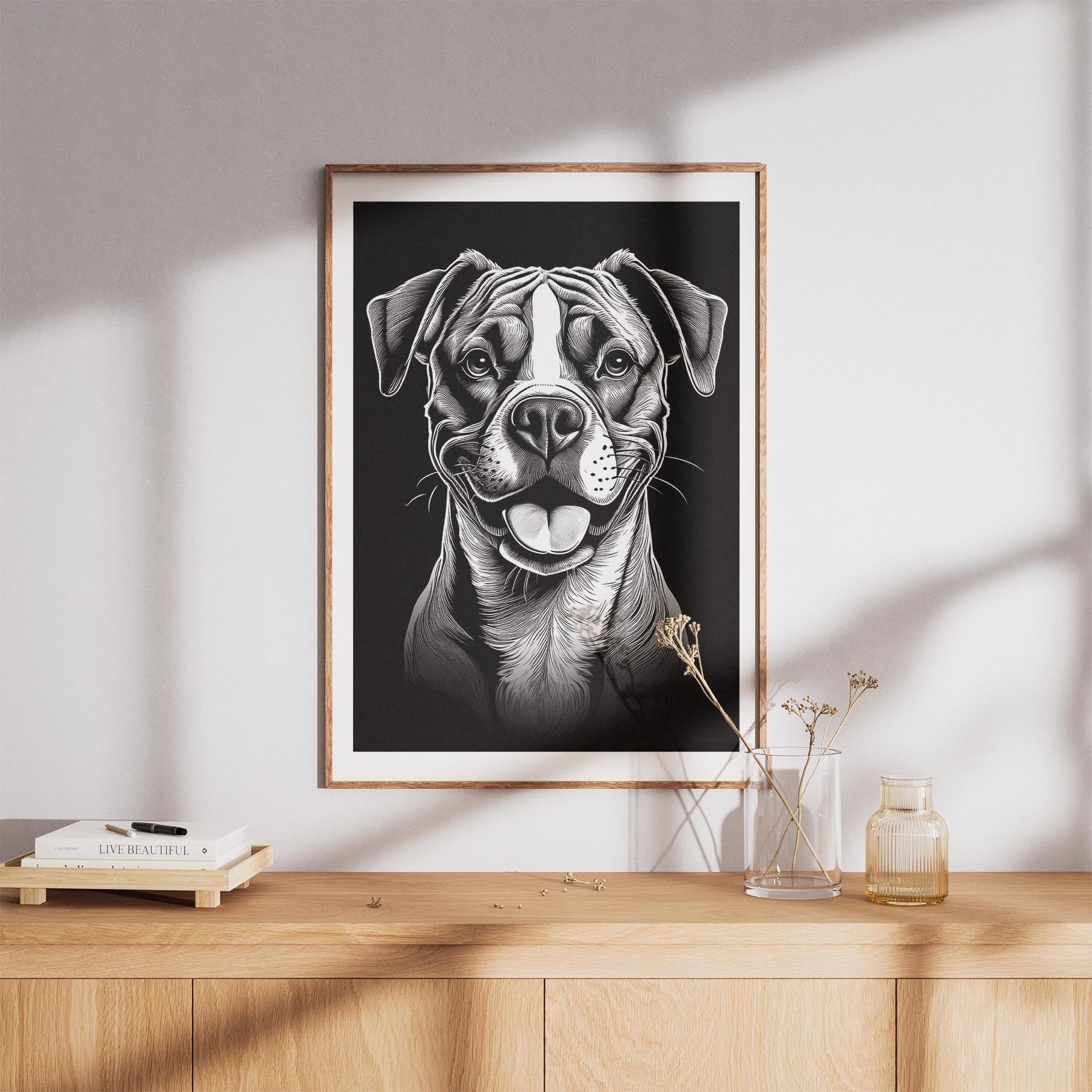 Boxer Line Dog Series in Black and White image 8