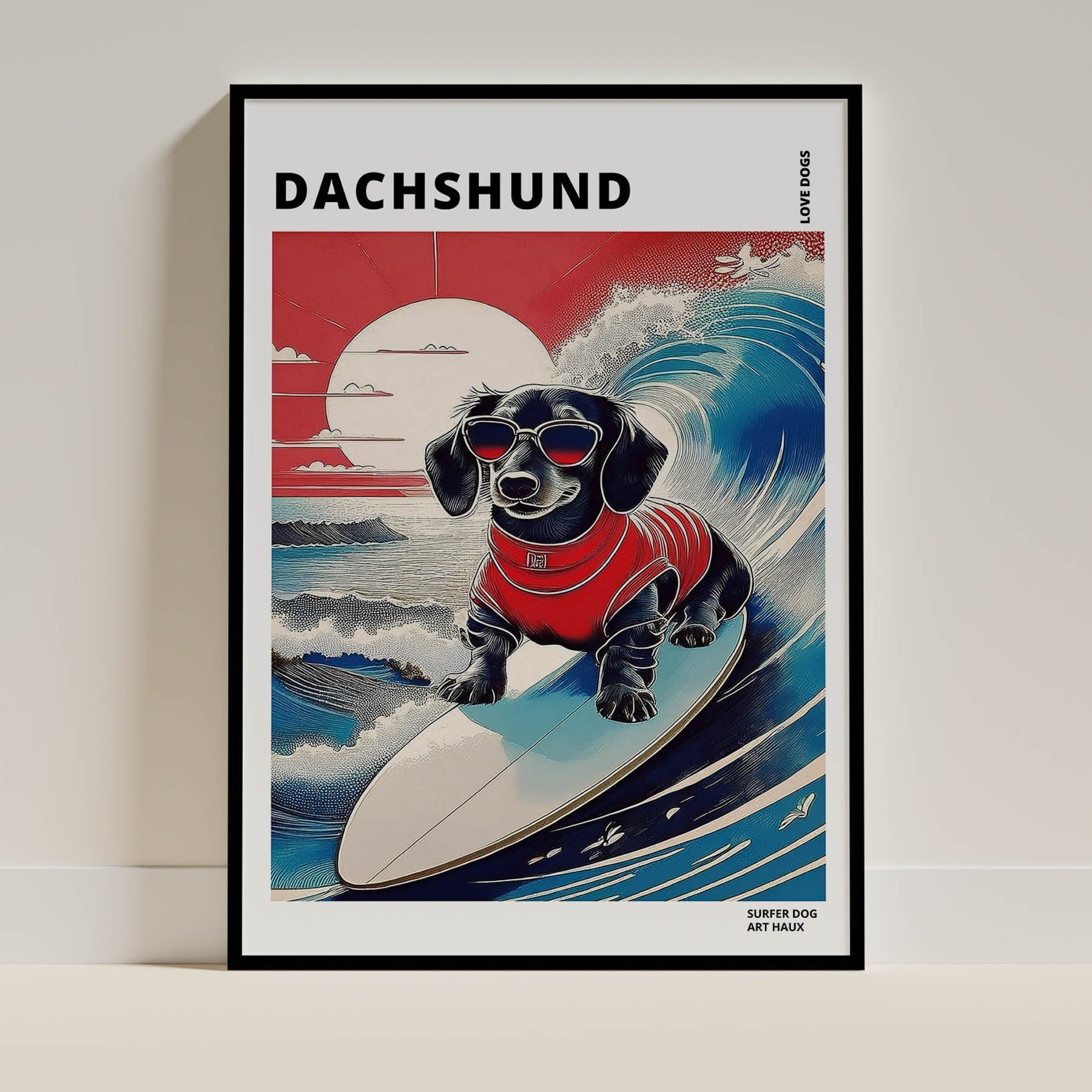 Dachshund Hokosai Surfer Dogs 1 image 0