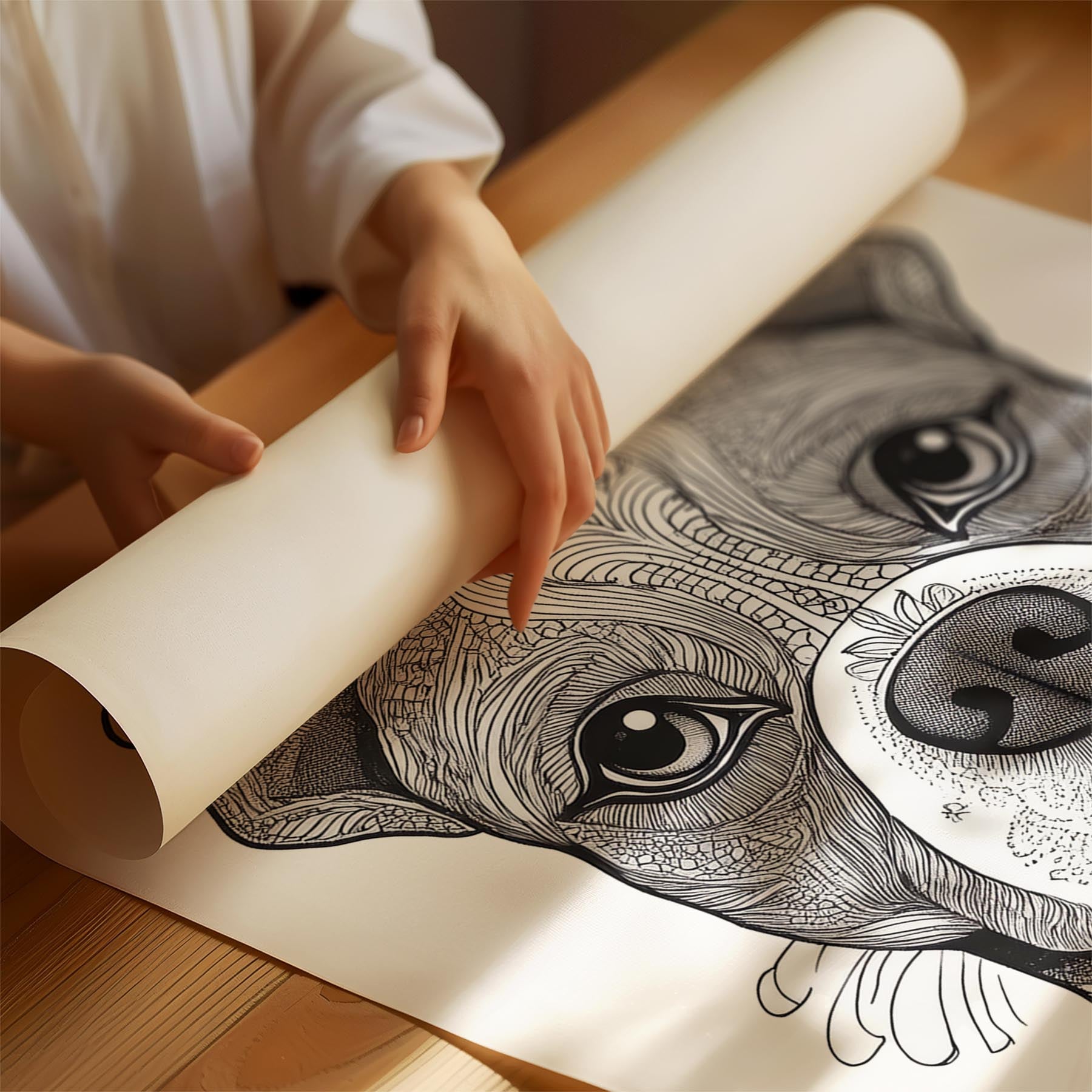 Boston Terrier Mandala Black and White Dog Series image 1