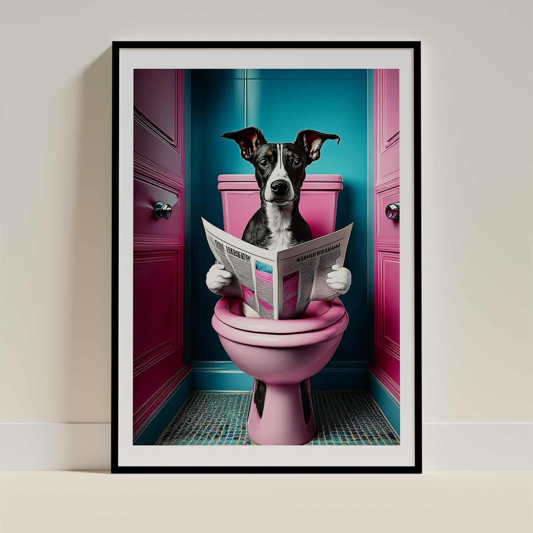 Whippet Toilet Dogs PInk and Turquise image 0