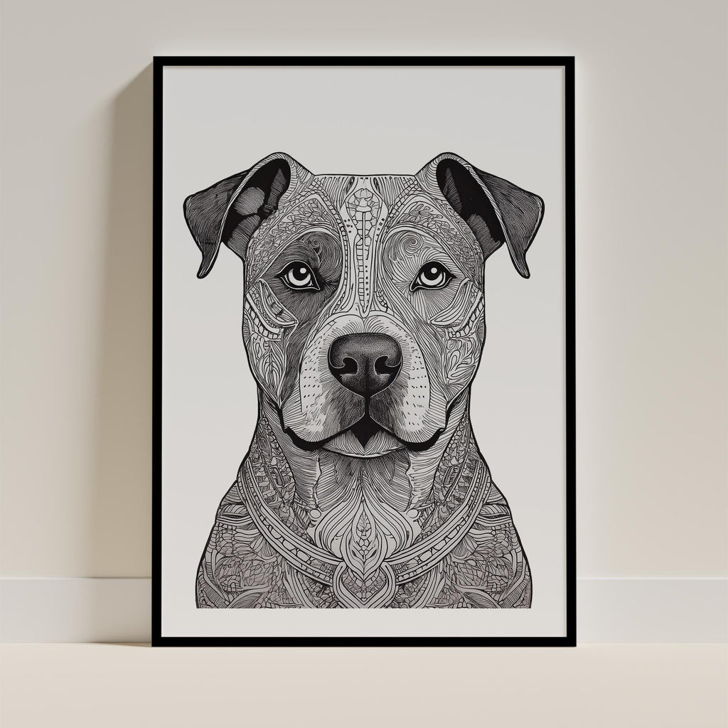 Staffordshire Bull Terrier Mandala Black and White Dog Series image 0