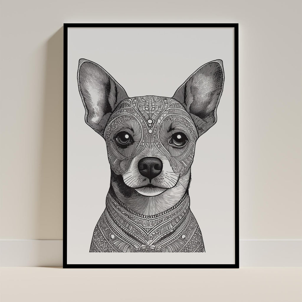 Chihuahua Mandala Black and White Dog Series image 0