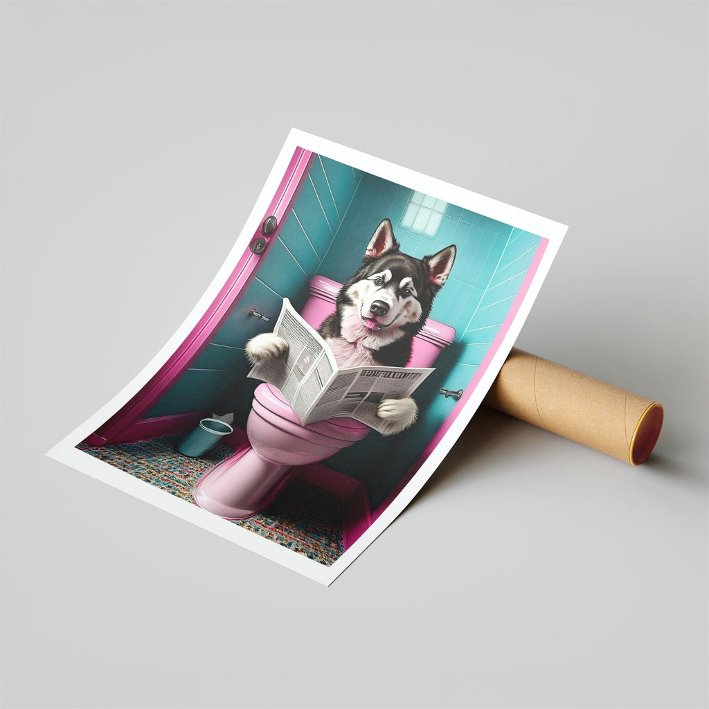 Alaskan Malamute Toilet Dogs PInk and Turquise image 6