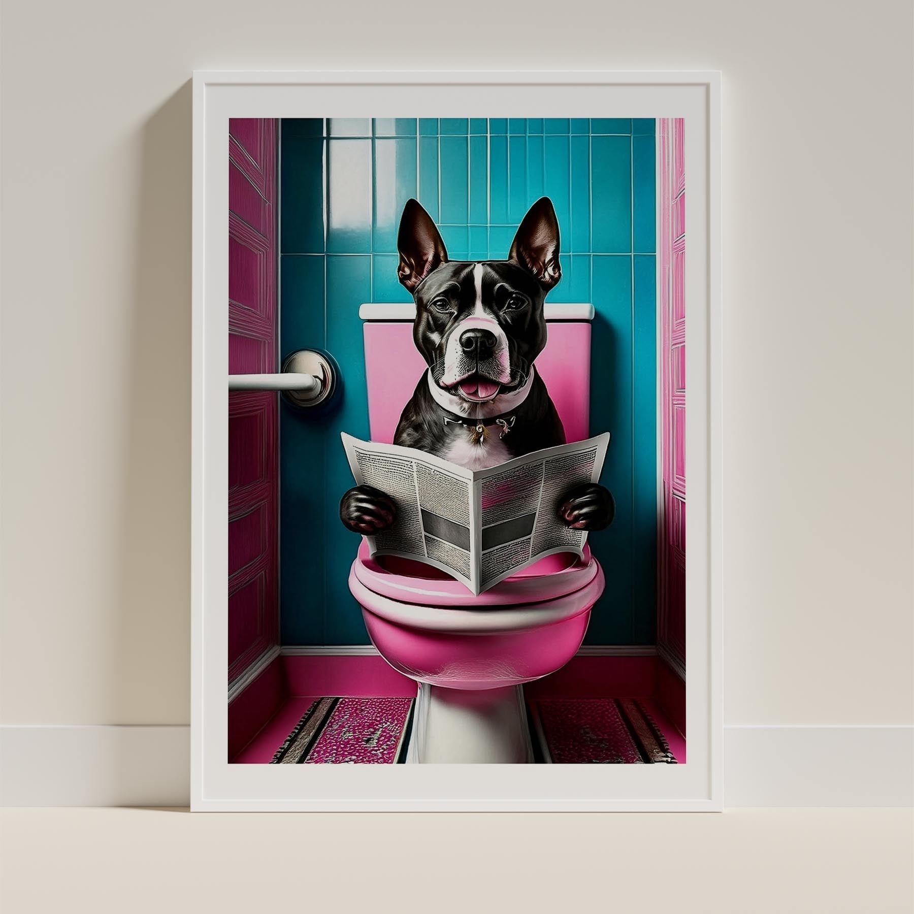American Staffordshire Terrier Toilet Dogs PInk and Turquise image 9
