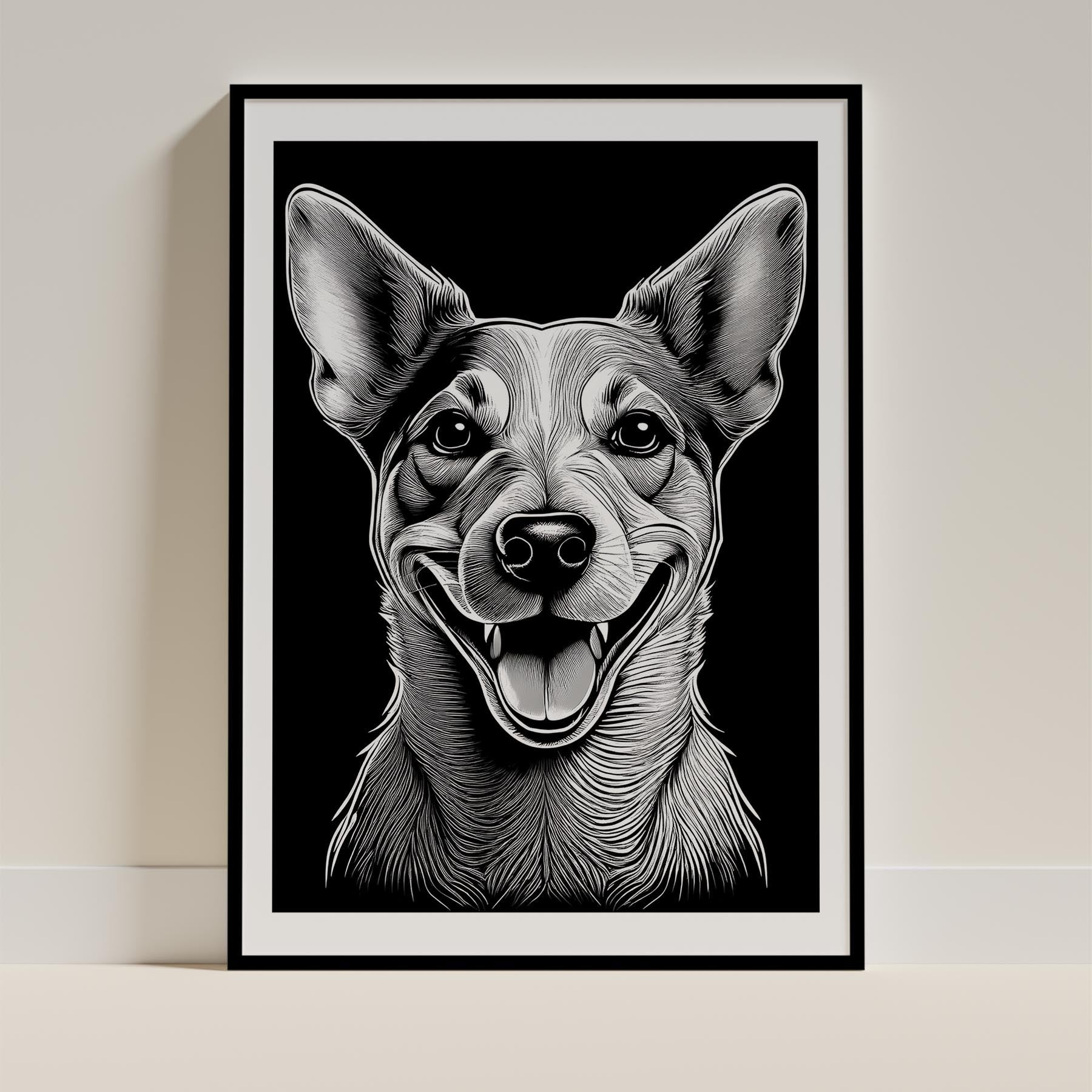 Jack Russell Line Dog Series in Black and White image 0
