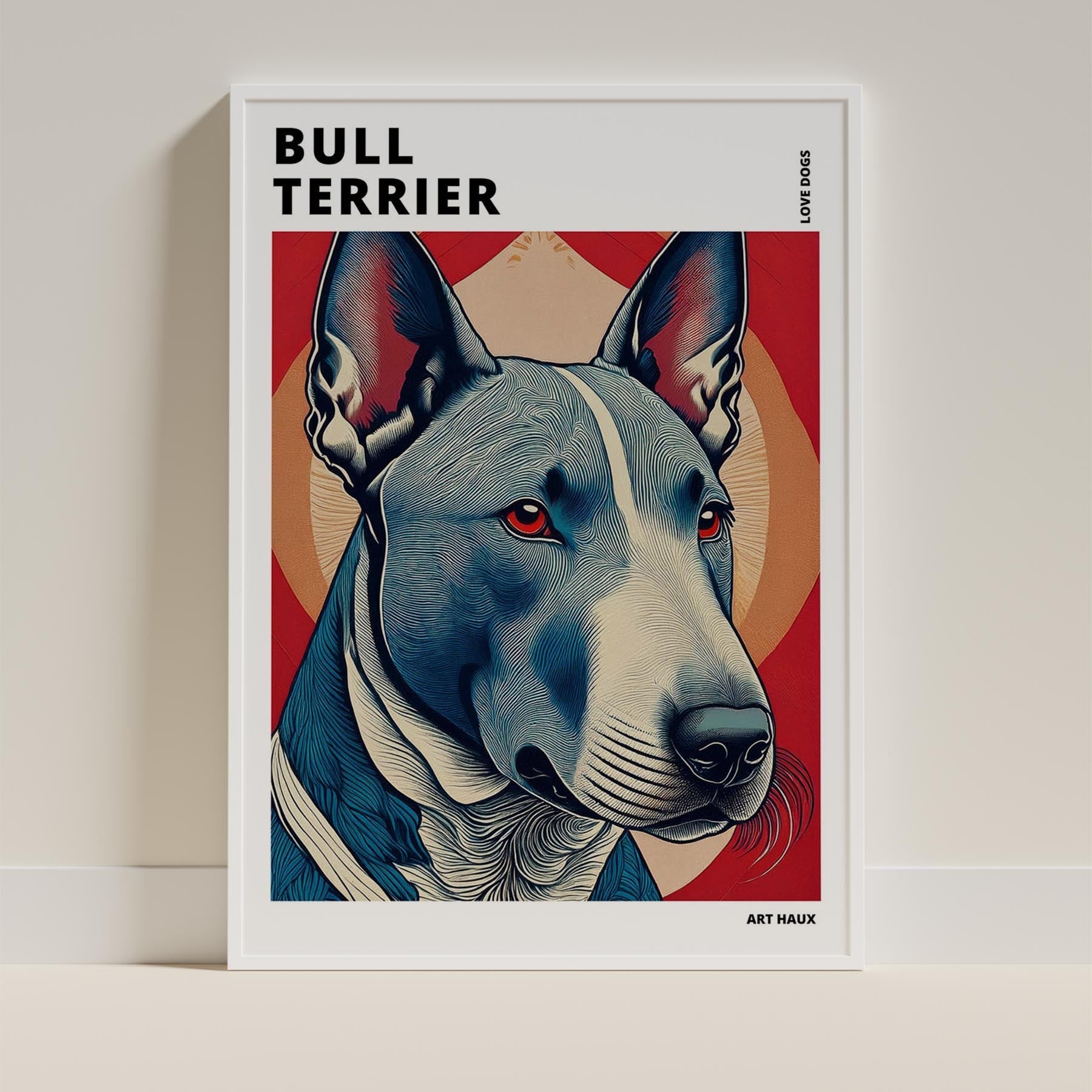 Bull Terrier Hokusai Japanese Inspired Dog Series with Text image 8